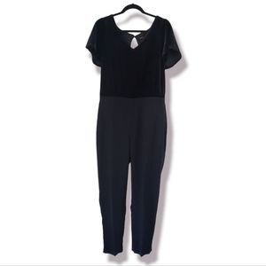 White House Black Market Black Jumpsuit Velvet Bodice, Size 8